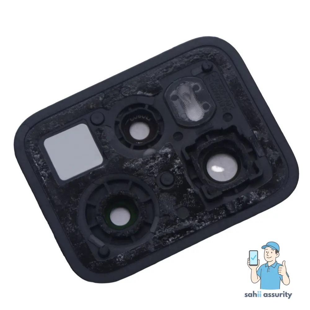 Camera Lens Glass with Frame for Realme C35 Black thumbnail